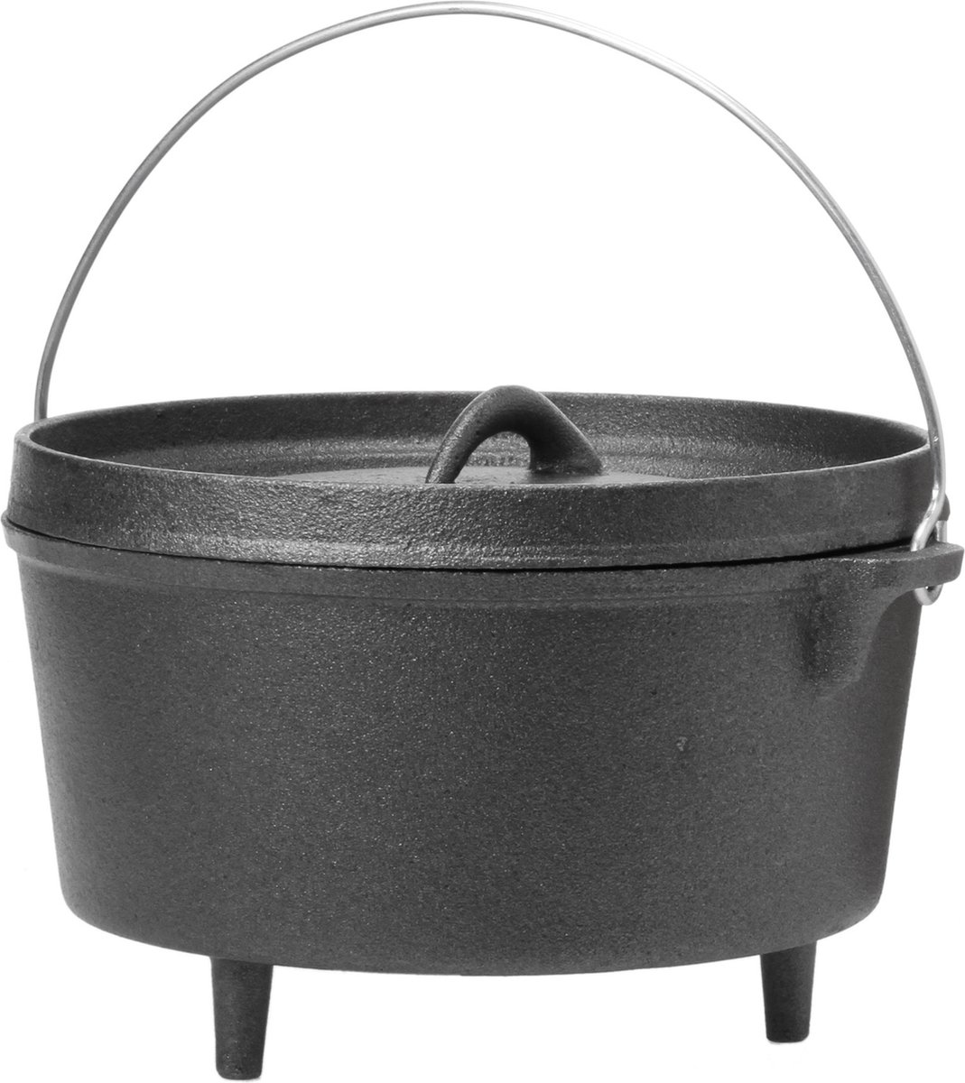 Mustang Dutch Oven 3 Liter - Diameter 25 cm - 10 cm Hoog - Gietijzer - Zwart - Met hendel