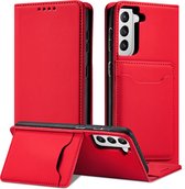 Samsung Galaxy S21 PU Leren Bookcase | Lederen Wallet Case | Telefoonhoesje | Pasjeshouder | Rood