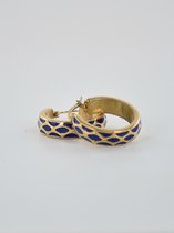 Oorring giraf patroon - goud/blauw