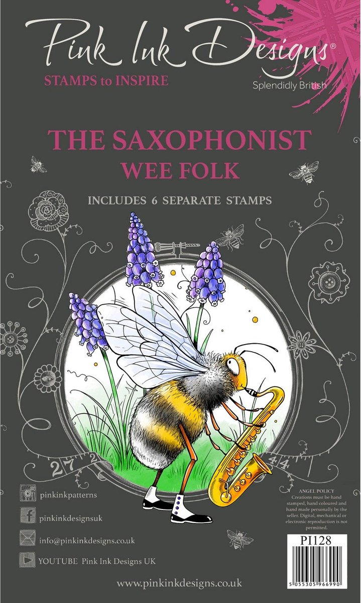 Pink ink designs - Wee folk Clear stampset De saxofonist