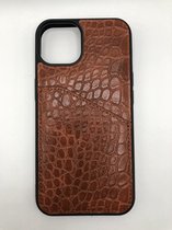 Hoogwaardige Slangenprint Back Cover met pasjes vakje - geschikt voor iPhone 13 - Bruin