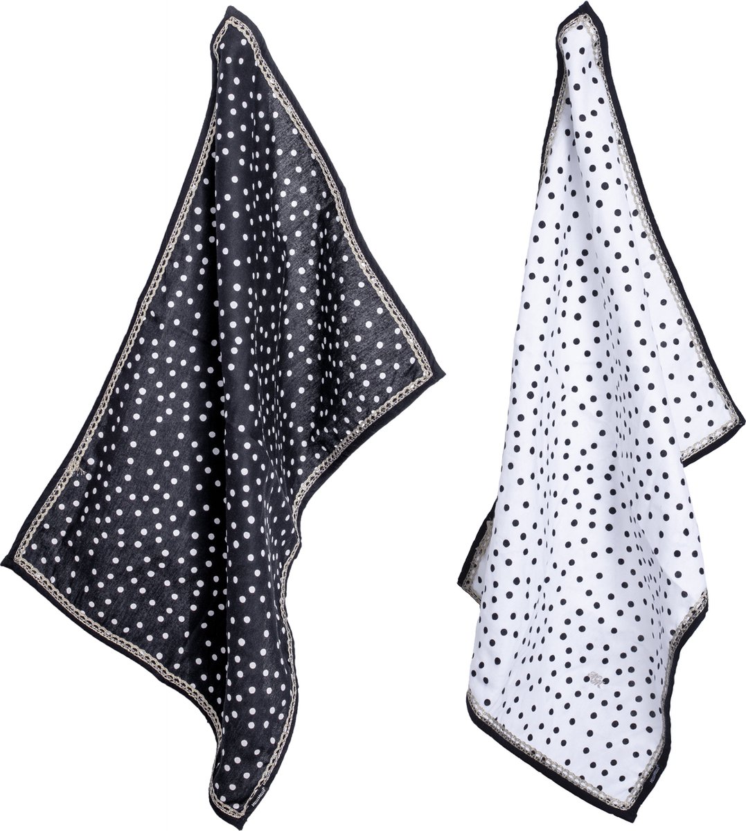 Melli Mello - Nora Dots - Theedoeken Set 2 Stuks - Katoen - Polkadot - Gouden Rand