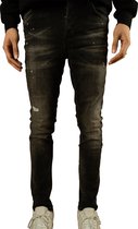 LEYON - FW21 - Grijze Spijkerbroek - Slim Fit - Witte Spetters - W28 X L33 - LeyonDenim2402