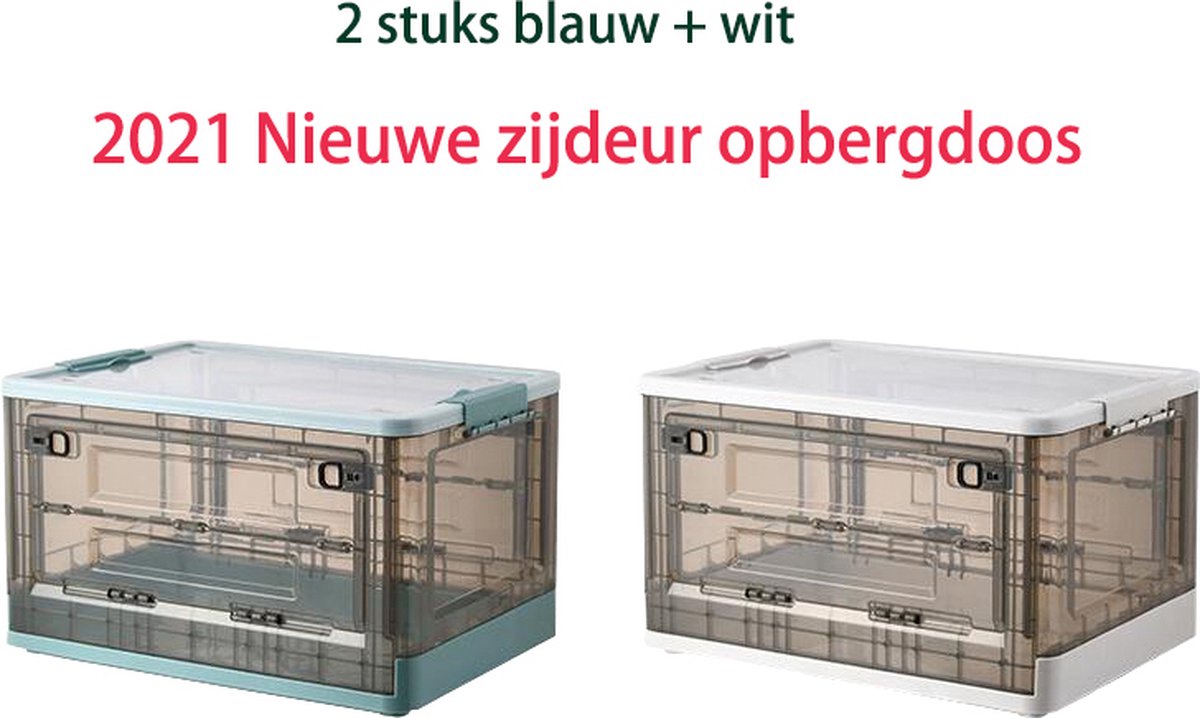 Melili Opberger - opbergdoos XL - Opvouwbare opbergdoos- Boek storage - speelgoed Speelgoed opbergdoos -Transparante opvouwbare opbergdoos - opbergbox - opslagdoos - opslagbox - 35L 50.5x29x36cm - huisdozen - klapkratje - 2 stuks lichtblauw en wit