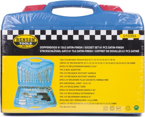 Boîte à douilles - Jeu de clés à douilles 1/4 "et 1/2" - 61 pièces - boîte de rangement - outils