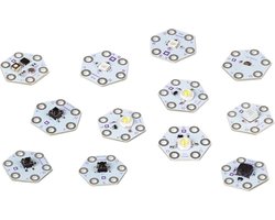 Whadda micro:bit uitbreidingsmodule, set, 12 stuks, zeshoekig design, compatibel met Arduino®, perfect voor creatieve DIY-projecten