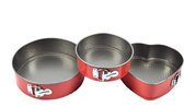 Springvorm anti-aanbak 3 delig - Rond Ø 25 cm - Rond Ø 18 cm - Hart Ø 22 cm