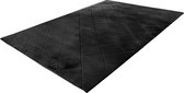Impulse - vloerkleed - hoogpolig - fluffy - superzacht - 3D effect - tapijt - Ruiten dessin - 120x170cm grafiet antraciet