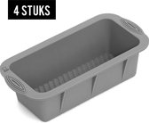 Bakvorm rechthoek (4 stuks) - Flexible bakvorm voor brood - 500 gram - kleur grijs