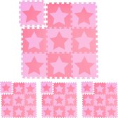 Relaxdays 36x speelmat foam sterren - puzzelmat - speelkleed - vloermat - roze-paars