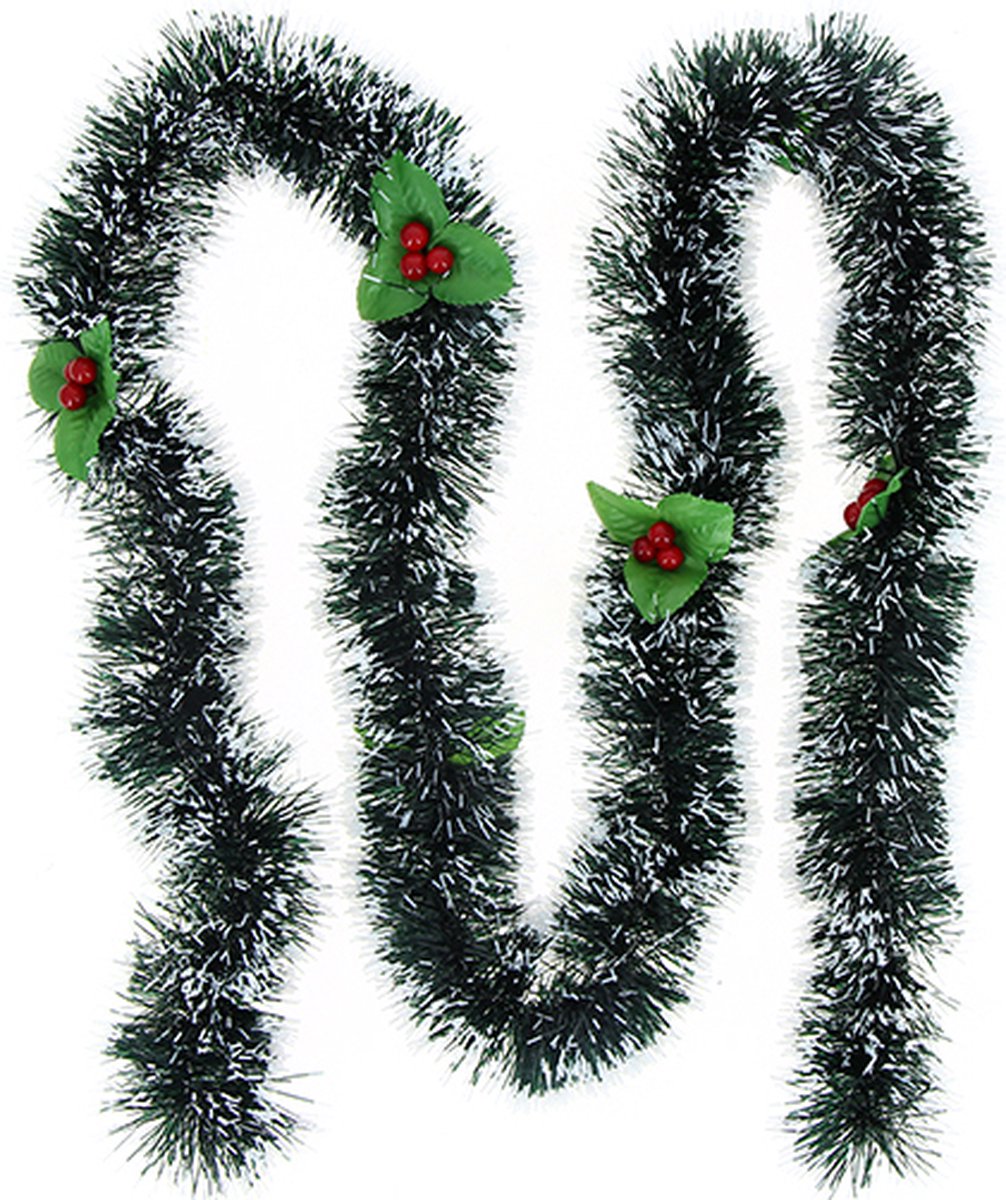 2m Fir Tree Imitatie slinger met sneeuw en bessen - Plastic - Wit - SILUMEN