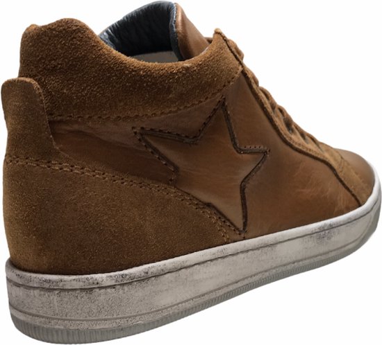 Naturino veter rits ster lederen hoge sneakers Clay Star cognac mt 24