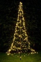 Vlaggenmast kerstboom - 4 meter - 599 leds - warm wit en twinkle multicolor functie - met afstandsbediening