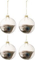 Doos Van 4 Kerstballen Pauwenveer Glas Transparant Medium