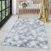 Tapis de enfants à poils courts Motif de star pointe Gris