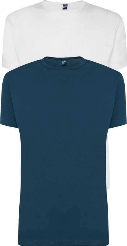 ALAN RED T-shirts Derby (2-pack) - O-hals - wit en denim blauw - Maat: M