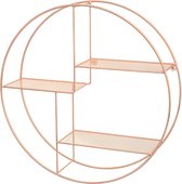 SONGMICS wandrek van metaal, rond zwevend rek met 3 rasterplanken, met 2 schroeven, 55 x 12 cm (Ø x B), voor woonkamer en hal, industriële vormgeving, rosé goud LFS001A01