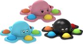 3 Pack - Fidget Spinner met Pop Up Bubble - Face Changing Octopus - Anti Stress - Rage 2021/2022 - Zwart / Roze / Blauw
