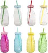 Fles - 24 stuks - met Rietje - Glas - 300ml