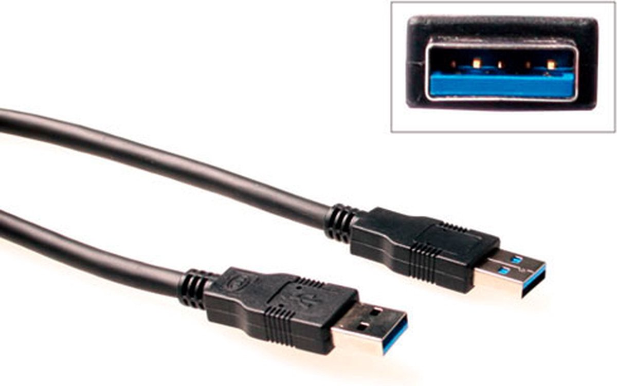 ACT SB3002 USB 3.0 A male - USB A male | Zwart | 2 meter