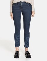GERRY WEBER Dames Broek met laserprint onder aan de pijpen Dark Denim-48