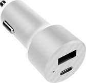iMoshion Autolader USB & USB C - Universele Auto lader voor iPhone en Samsung - Auto Oplader - Sigarettenaansteker Auto - Wit