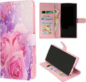 Casemania Hoesje Geschikt voor Samsung Galaxy A03S met Rozen Print - Portemonnee Book Case - Kaarthouder & Magneetlipje