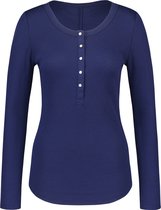 Hunkemöller Nachtmode Dames Pyjamatop lange mouwen  - Blauw - maat 3XL