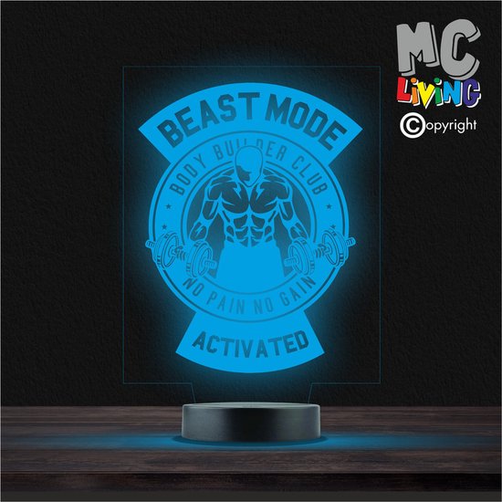 Led Lamp Met Gravering - RGB 7 Kleuren - Beast Mode Activated