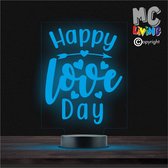 Led Lamp Met Gravering - RGB 7 Kleuren - Happy Love Day
