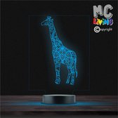 Led Lamp Met Gravering - RGB 7 Kleuren - Giraffe