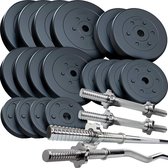 ScSPORTS® Halterset 115 kg - Halterstangen incl. Halterschijven - Kunststof - 30 mm - Gewichten