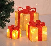 Kerstverlichting geschenkdozen set van 3 | Kerst decoratie | LED verlichting met timer-functie | Kerst versiering | Verlichte cadeaus