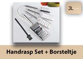 Handraspen Set + Borsteltje - JL cuisine - RVS - Keukenrasp - Raspen Set - Geschenkset