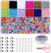 Fako Bijoux® - DIY Perle Set - Lettre Perles et Glas Perles - Fabrication de Bijoux - 4 mm - 3600 Pièces - Transparent
