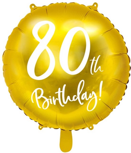 Folieballon 80 jaar goud verjaardag - 80th birthday - jubileum - 45cm.