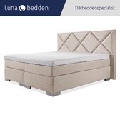 Luna Bedden - Boxspring Maya - 160x200 Compleet Beige Ruiten