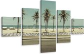 Schilderij - Retro strand met palmbomen, 5luik, Premium print
