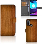 Telefoonhoesje Motorola Moto E20 | E30 | E40 Wallet Book Case Donker Hout