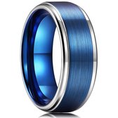 Tungsten - Wolfraam ring Geborsteld blauw