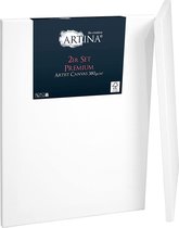 Artina Set van 2 Schildersdoeken 70x100 cm - FSC® Schildersdoek 2 Stuks - Premium Canvas Dubbel Geprimed Spieraam Wit