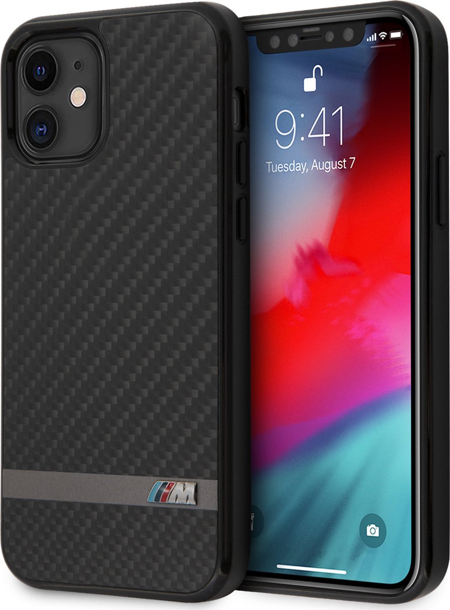 Zwart hoesje BMW - Backcover - iPhone 12 Mini - Carbon