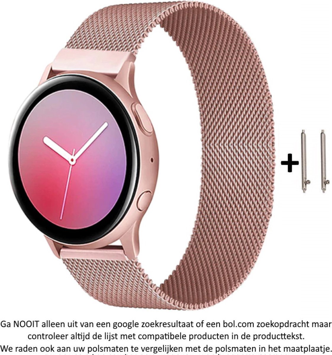 Milanees Stalen Smartwatch Bandje - 20 mm - Rose Goud