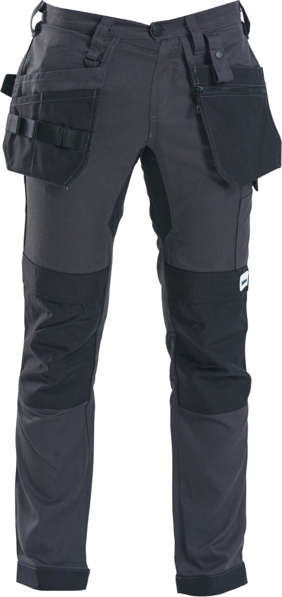 BITCO RIJN Stretch Werkbroek Heren Grijs Zwart - waterdichte en oliebestendige kniezakken Versterkte kritieke punten Comfortabele herenwerkbroek