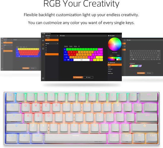 Obins ANNE PRO 2 Mechanisch Gaming Toetsenbord - 60% lay out - 61 ...