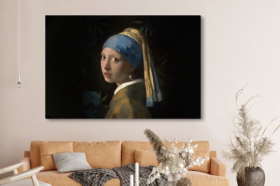 Peinture sur Toile Jeune Fille à la Perle - Vermeer - Plantes - 150x100 cm - Déco Décoration murale