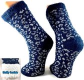 Apollo - Dames Huissokken - Anti slip - Fluffy Voering - Blauw - One Size 36/41