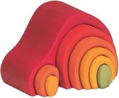 houten stapelhuis gebogen 19 cm rood/oranje 8-delig