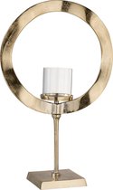 J-Line Windlicht Rond Voet Aluminium Goud Large