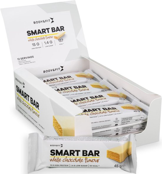 Body & Fit Smart Bars - Proteïne Repen / Eiwitrepen - Witte Chocolade - 12 eiwitrepen (1 doos)